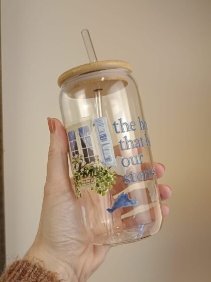 The House That Holds Our Stories glass can tumbler by misty lea